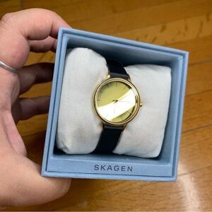 Women’s Black Watch with Gold Metal Face Skagen